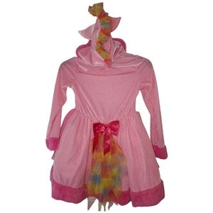 Pink Rainbow Dress up Velour Unicorn Cosplay Costume Dress  Girls Small NEW